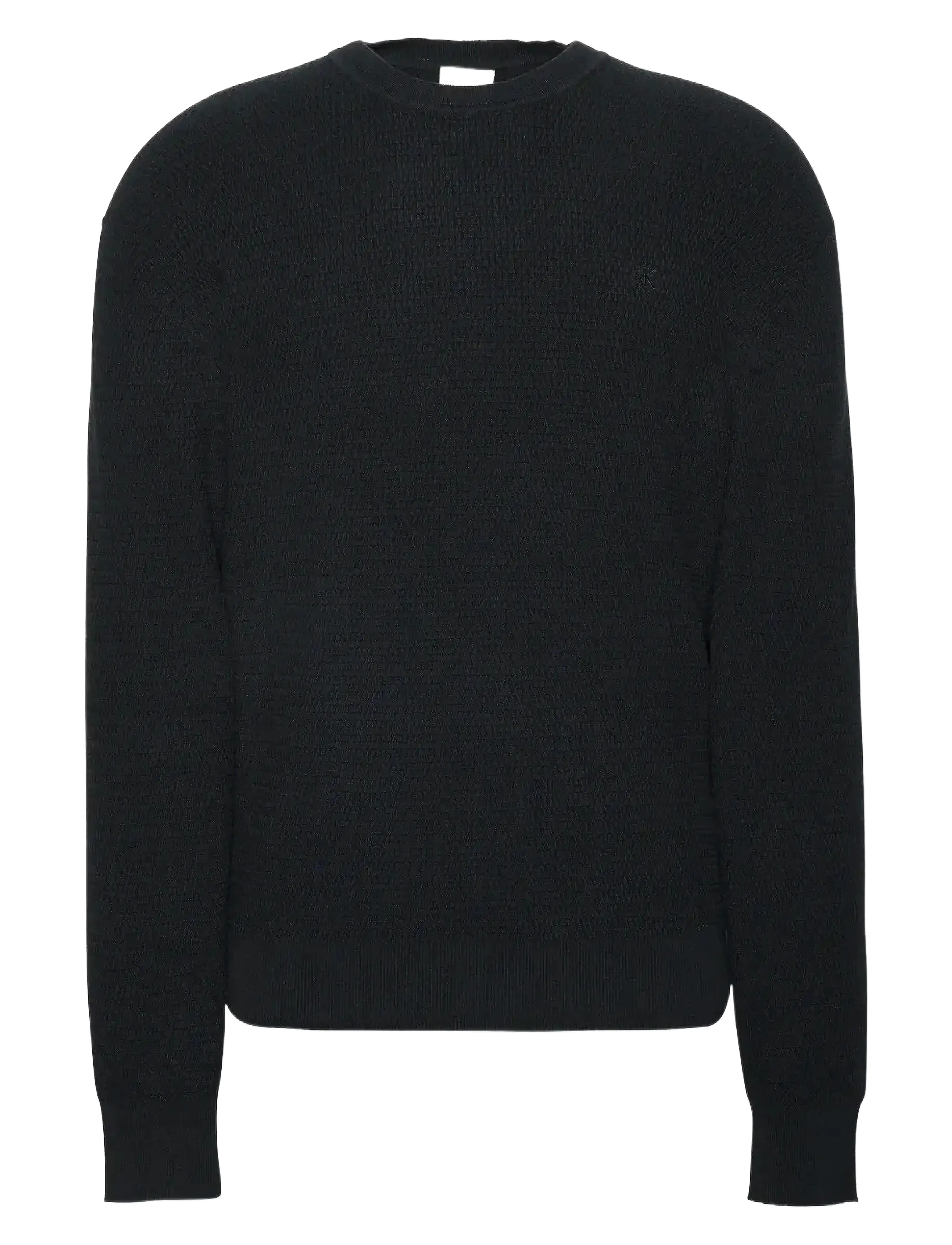 Calvin Klein LS TEXTURE CTTN CREWNK SWEATER 1 - Strickmode - BLACK / black