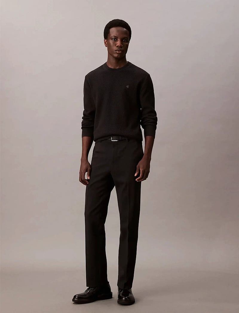 Calvin Klein - LS TEXTURE CTTN CREWNK SWEATER 1 - rundhalsad - black - 0