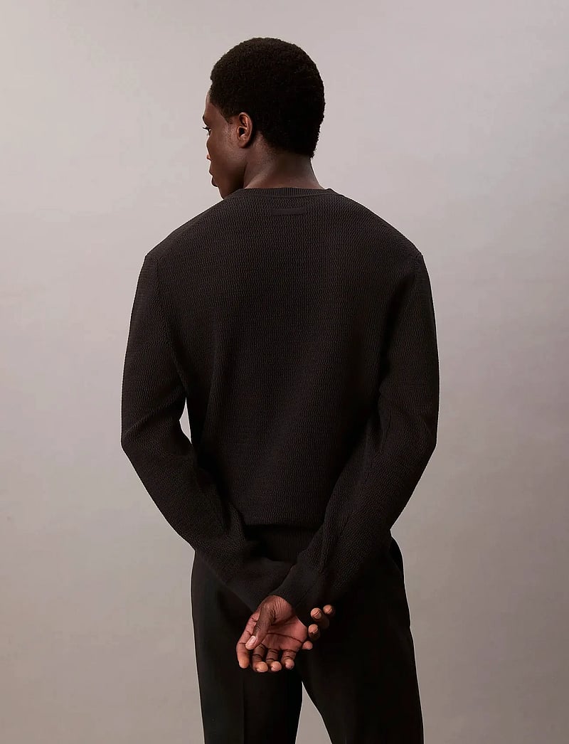 Calvin Klein - LS TEXTURE CTTN CREWNK SWEATER 1 - rundhalsad - black - 2