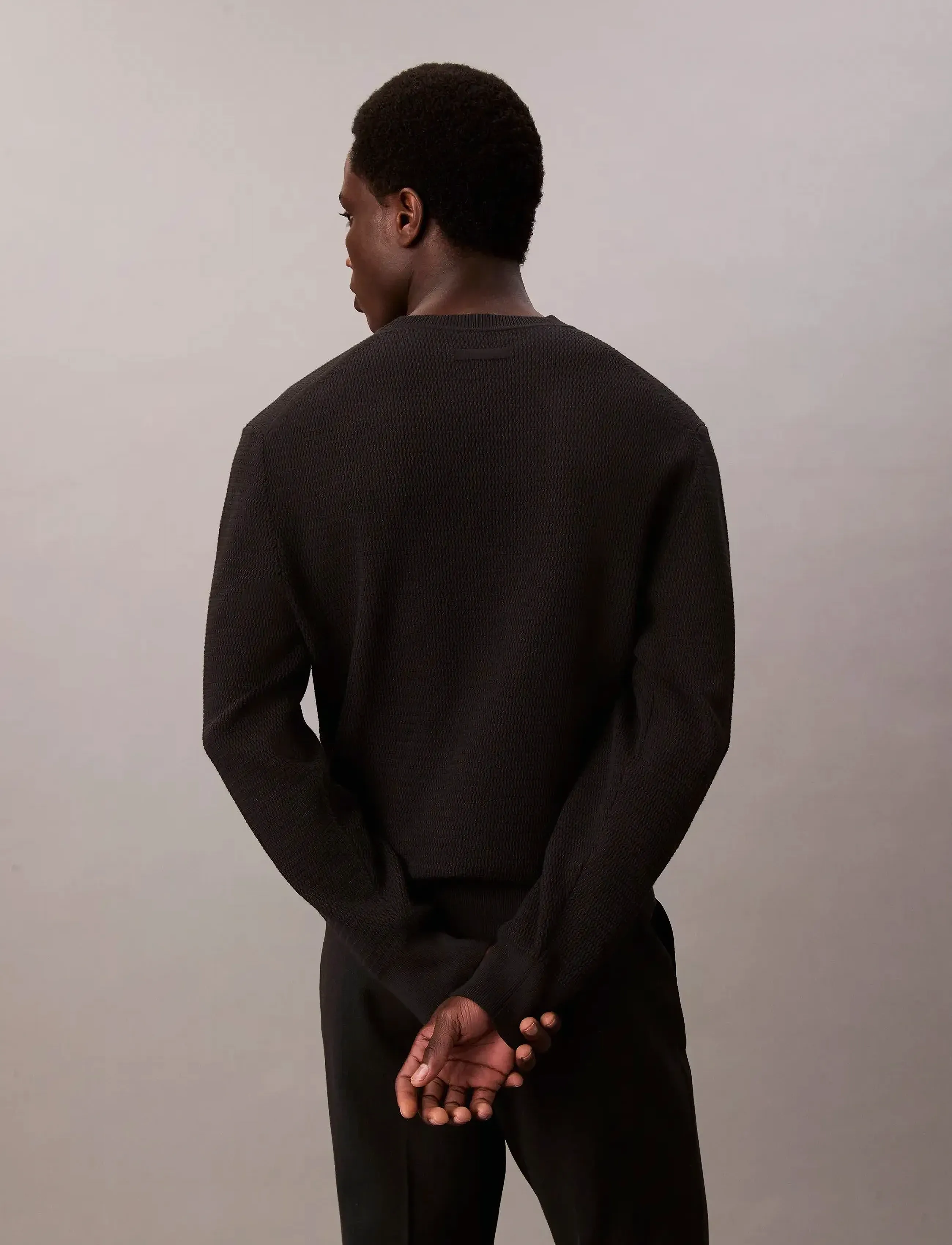 Calvin Klein - LS TEXTURE CTTN CREWNK SWEATER 1 - ronde hals - black - 2