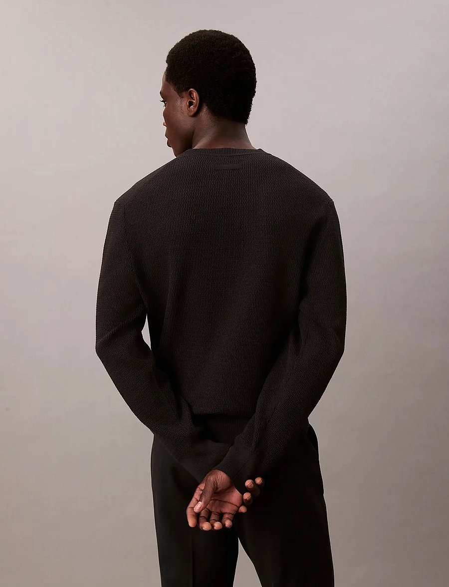 Calvin Klein - LS TEXTURE CTTN CREWNK SWEATER 1 - rundhals - black - 2