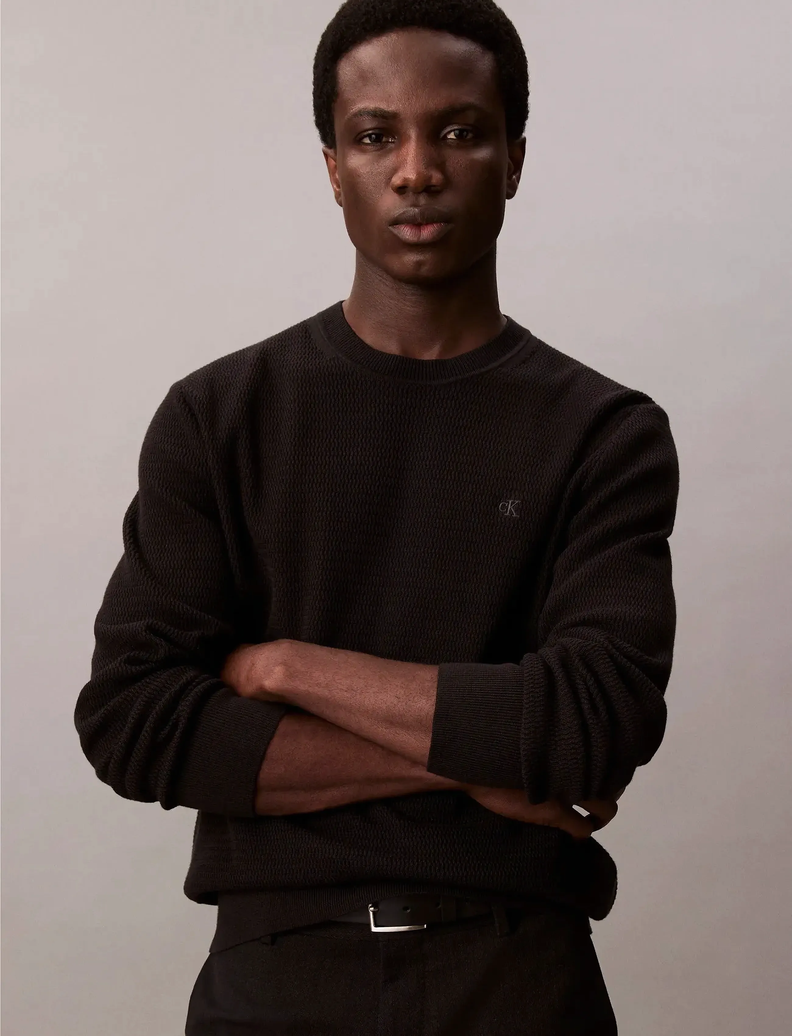 Calvin Klein - LS TEXTURE CTTN CREWNK SWEATER 1 - ronde hals - black - 4