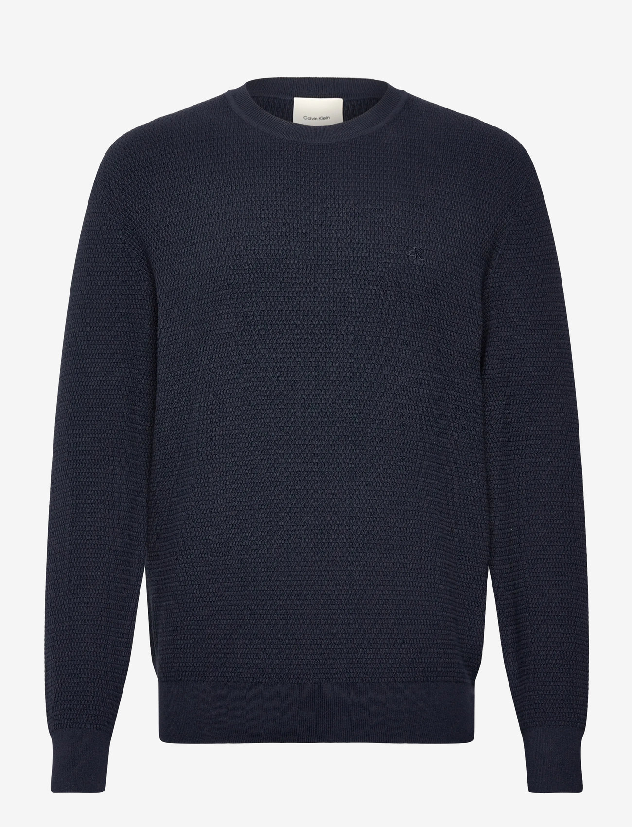 Calvin Klein - LS TEXTURE CTTN CREWNK SWEATER 1 - herbstliche kleidung - dark sapphire - 0