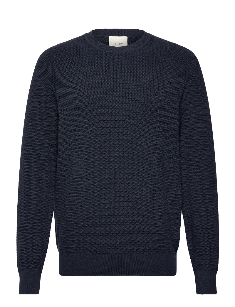 Calvin Klein - LS TEXTURE CTTN CREWNK SWEATER 1 - round necks - dark sapphire - 0