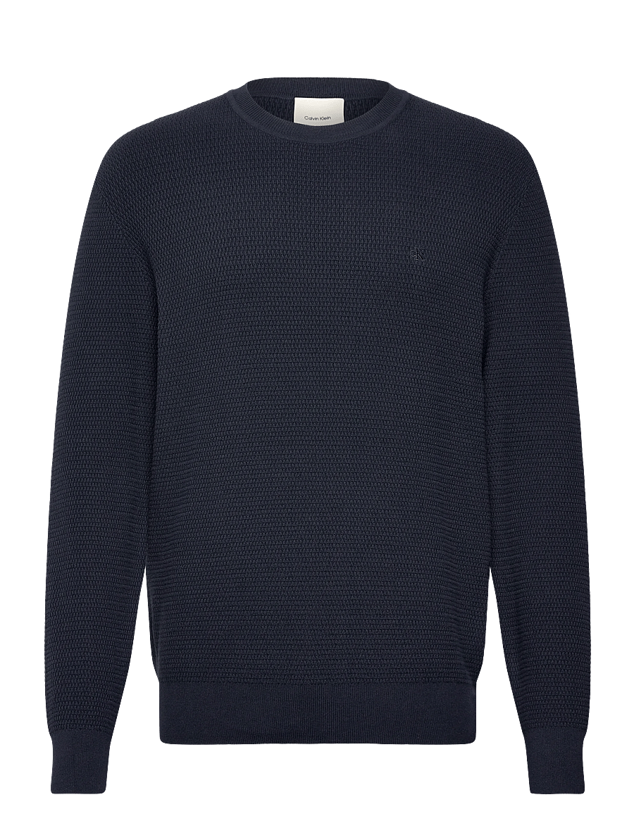 Calvin Klein - LS TEXTURE CTTN CREWNK SWEATER 1 - rundhals - dark sapphire - 0