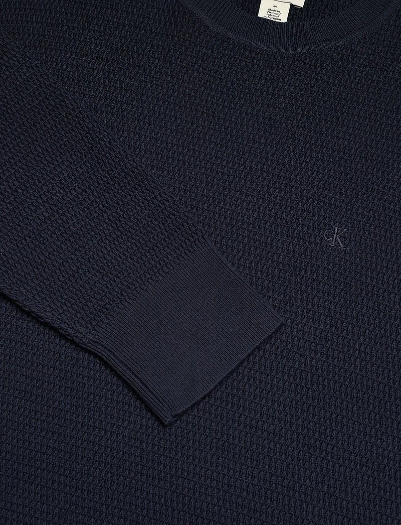 Calvin Klein - LS TEXTURE CTTN CREWNK SWEATER 1 - round necks - dark sapphire - 2