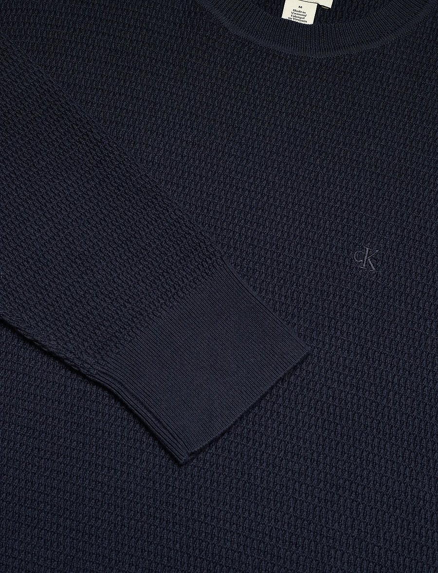 Calvin Klein - LS TEXTURE CTTN CREWNK SWEATER 1 - rundhals - dark sapphire - 2