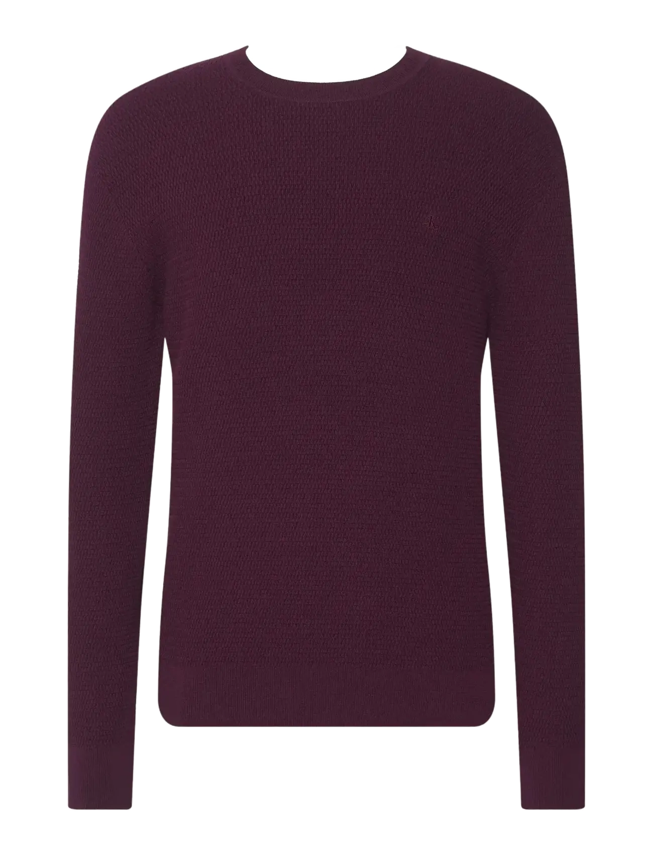 Calvin Klein LS TEXTURE CTTN CREWNK SWEATER 1 - Strickmode - PASSION PLUM / red