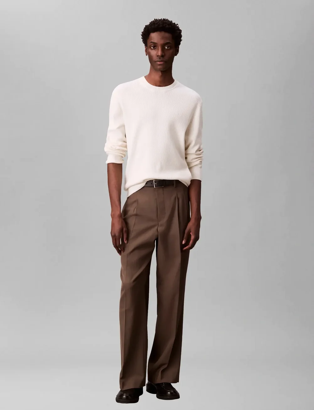 Calvin Klein - LS TEXTURE CTTN CREWNK SWEATER 1 - rundhals - tofu - 0