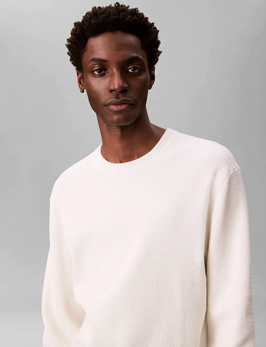 Calvin Klein - LS TEXTURE CTTN CREWNK SWEATER 1 - rundhals - tofu - 4