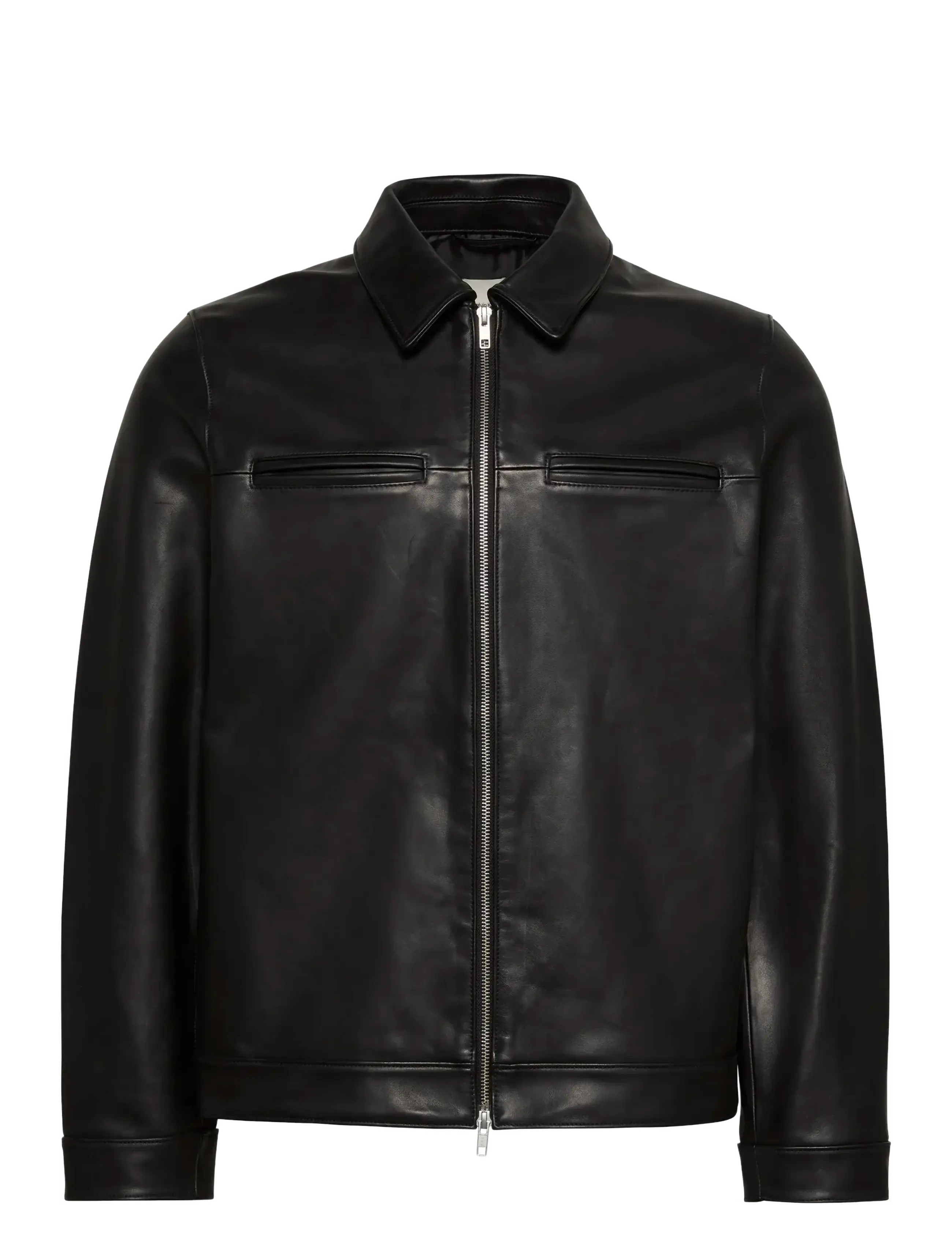 Calvin Klein LS 2 PKT LEATHER JACKET - Joped - BLACK / black