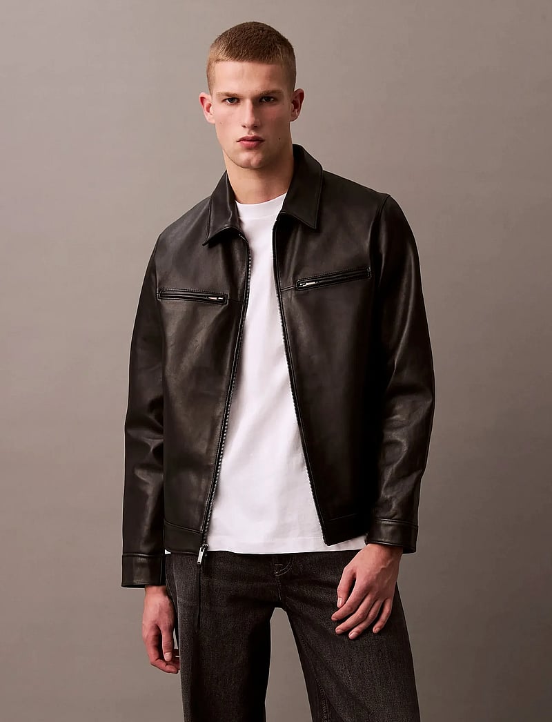 Calvin Klein - LS 2 PKT LEATHER JACKET - vårjackor - black - 0