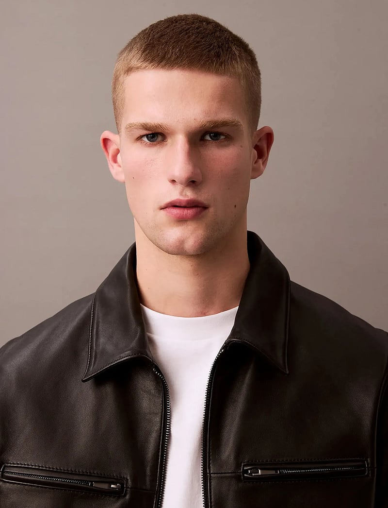 Calvin Klein - LS 2 PKT LEATHER JACKET - vårjackor - black - 4