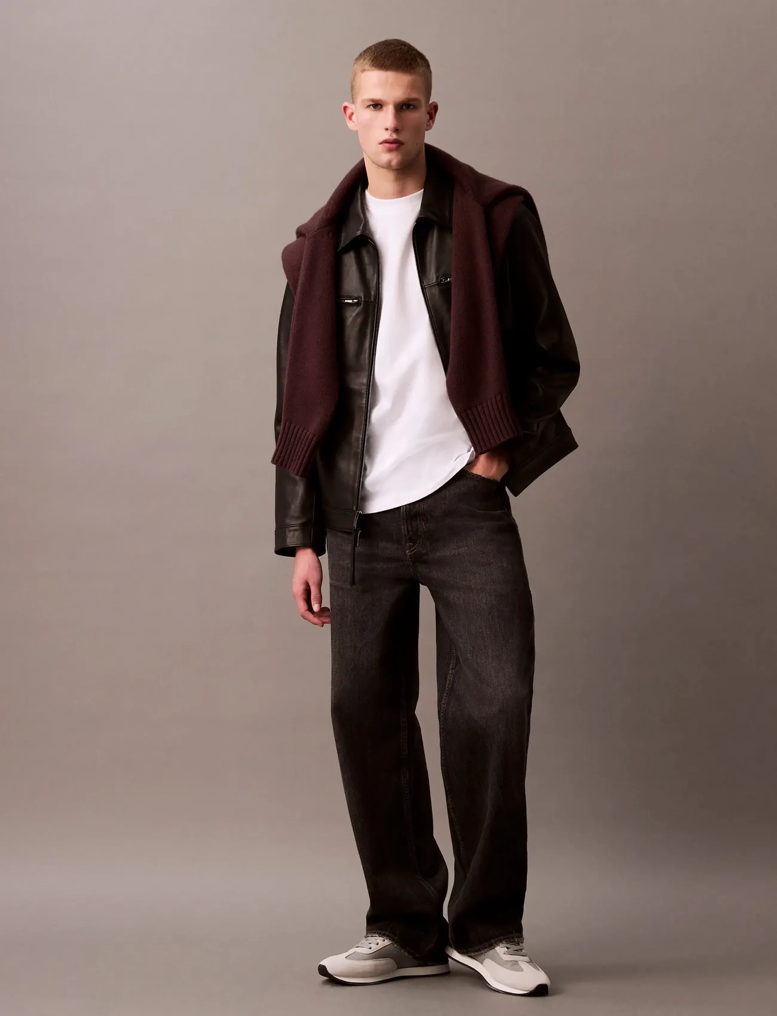 Calvin Klein - LS 2 PKT LEATHER JACKET - black - 5