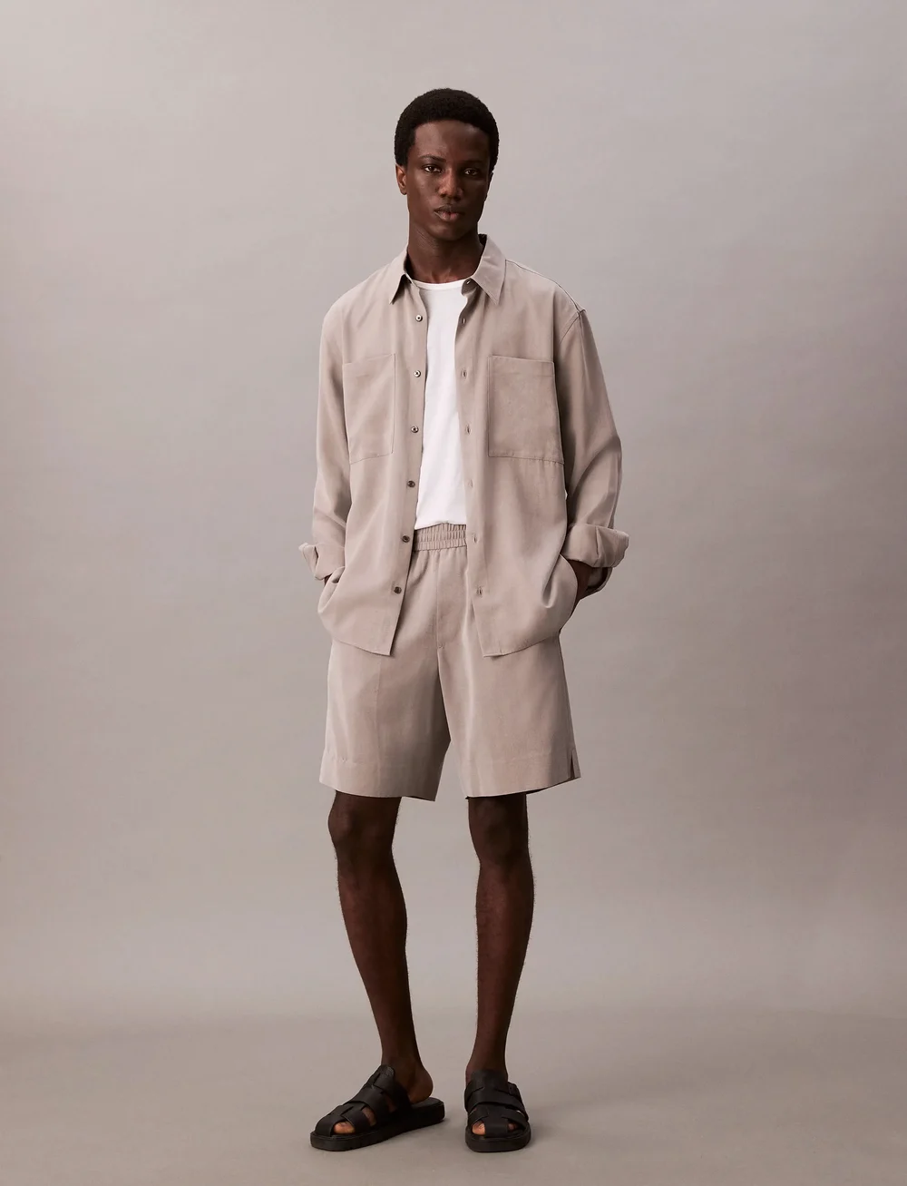 Calvin Klein - LS DRAPEY RELAXED SHIRT - casual skjortor - steeple gray - 0