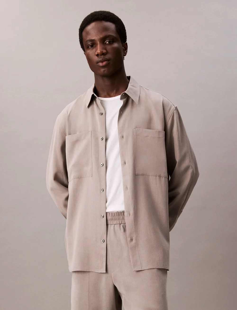 Calvin Klein - LS DRAPEY RELAXED SHIRT - casual skjortor - steeple gray - 4