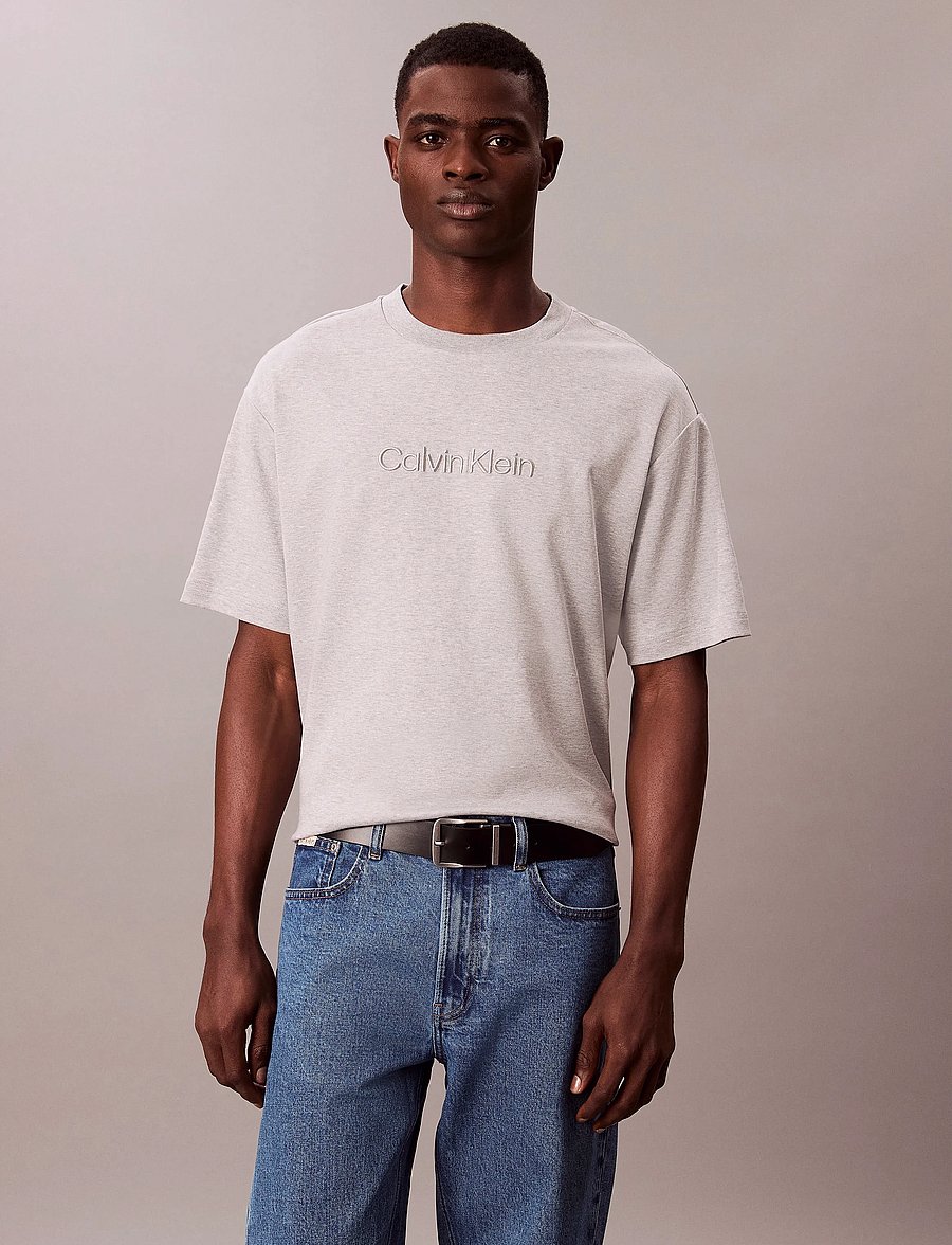 Calvin Klein - A - Rel Fashion Logo Tee - lühikeste varrukatega t-särgid - bc06 grey heather - 0