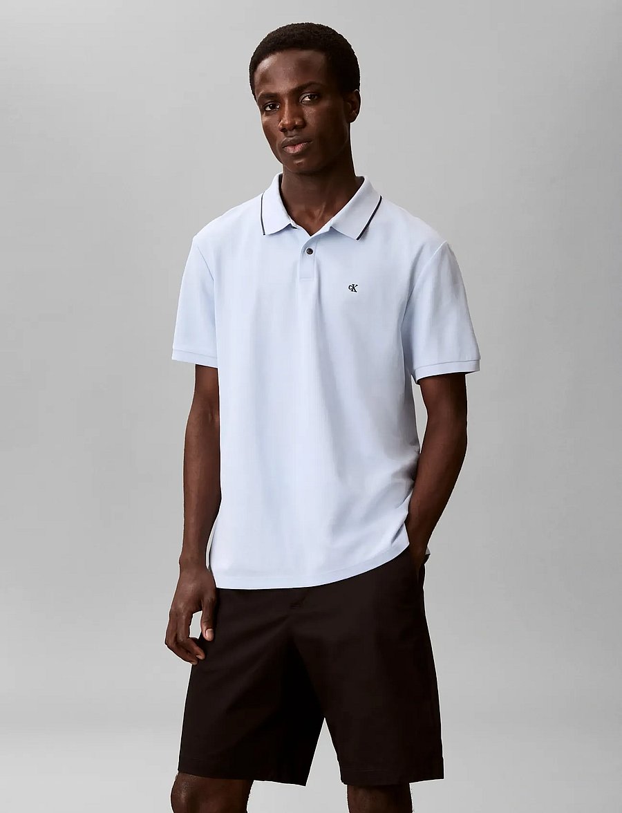 Calvin Klein - SS REFINED PIQUE TIPPED CLASSIC - kortærmede poloer - breezy blue - 3