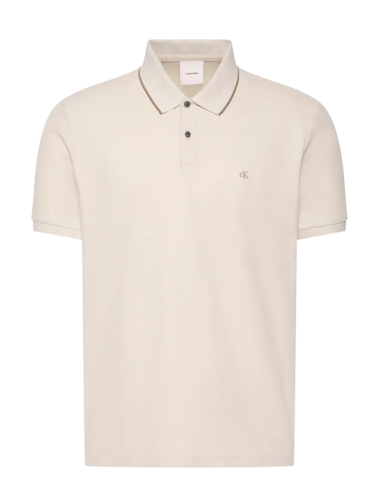 Calvin Klein SS REFINED PIQUE TIPPED CLASSIC - Pikeepaidat - OATMEAL / beige