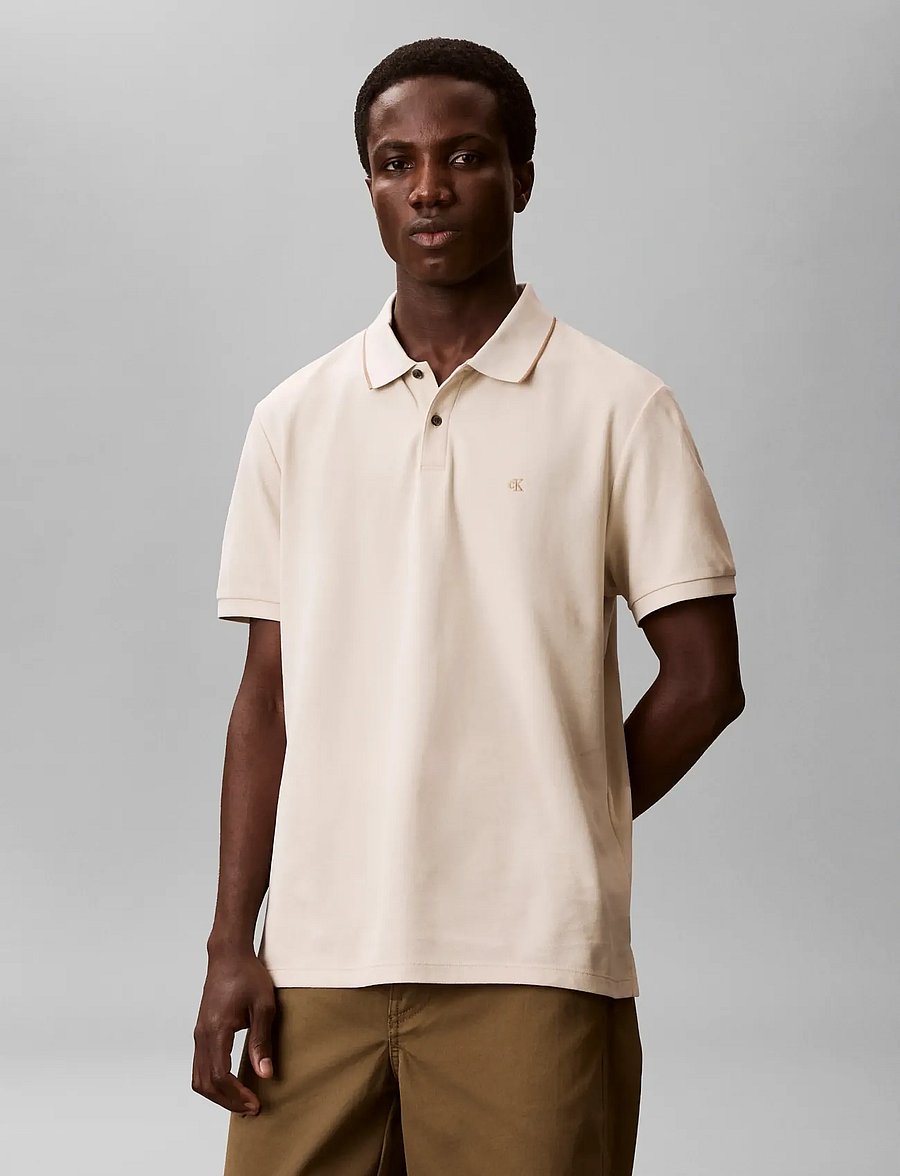 Calvin Klein - SS REFINED PIQUE TIPPED CLASSIC - kortærmede poloer - oatmeal - 3