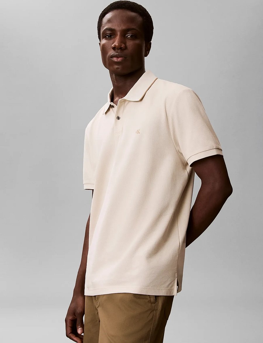 Calvin Klein - SS REFINED PIQUE TIPPED CLASSIC - kortærmede poloer - oatmeal - 4