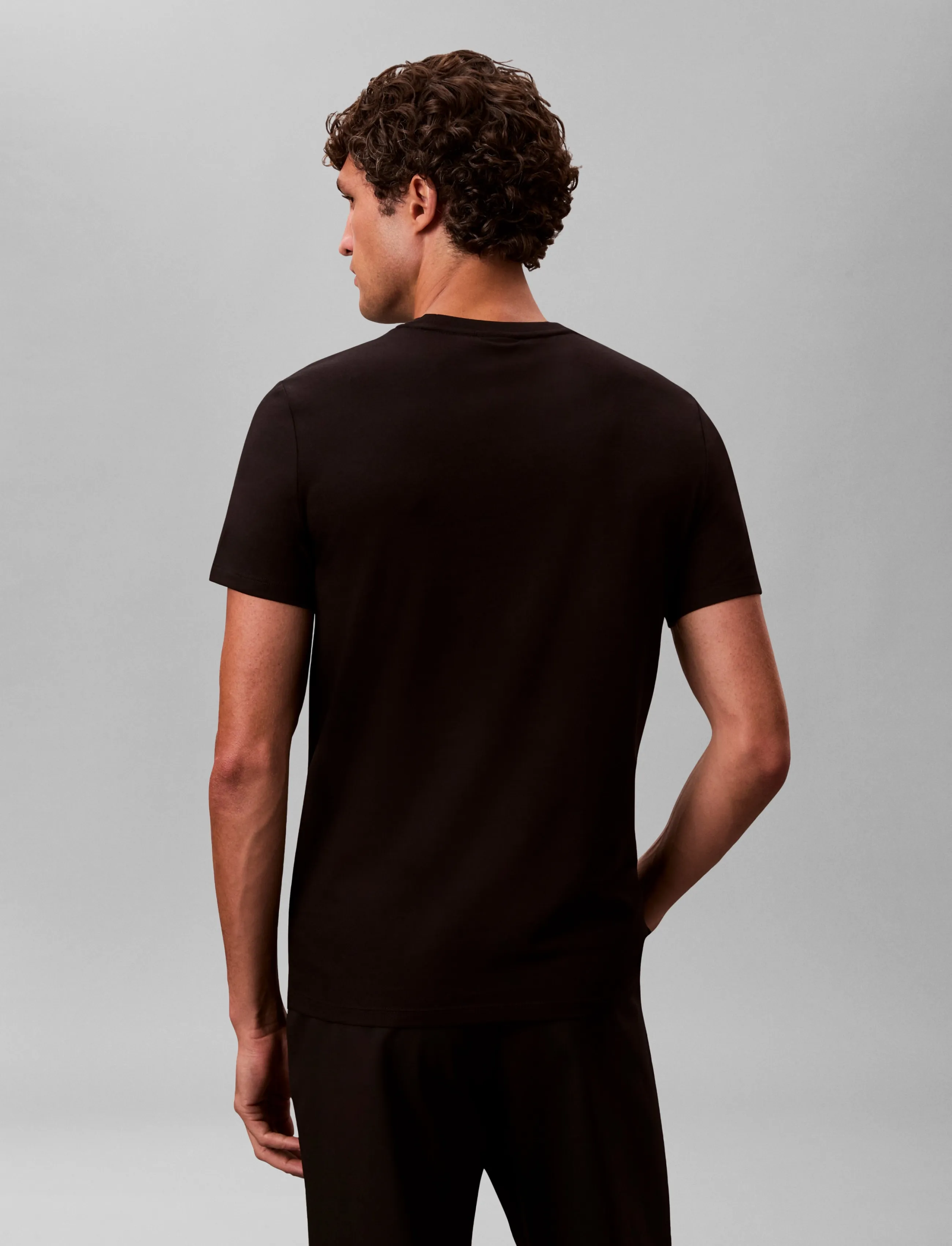 Calvin Klein - SS SLIM STRETCH CTTN MONOGRM TEE - lühikeste varrukatega t-särgid - black - 2