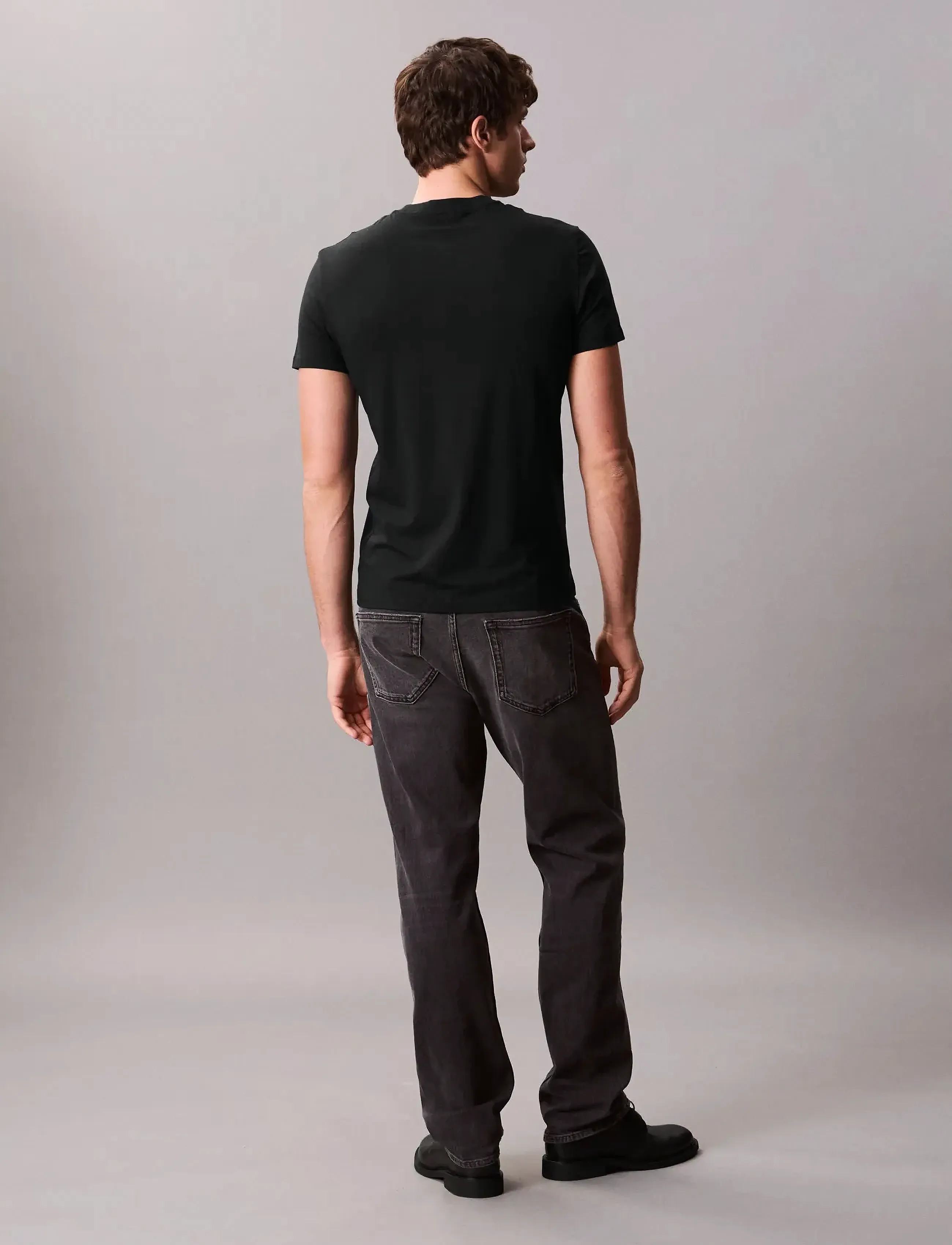 Calvin Klein - SS SLIM STRETCH COTTON CREWNK TE - short-sleeved t-shirts - black - 3