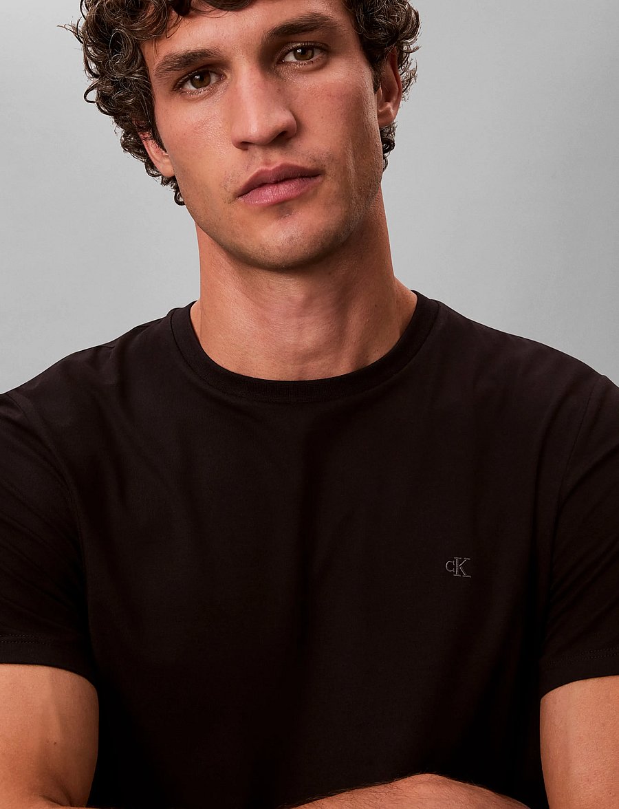 Calvin Klein - SS SLIM STRETCH CTTN MONOGRM TEE - lühikeste varrukatega t-särgid - black - 4