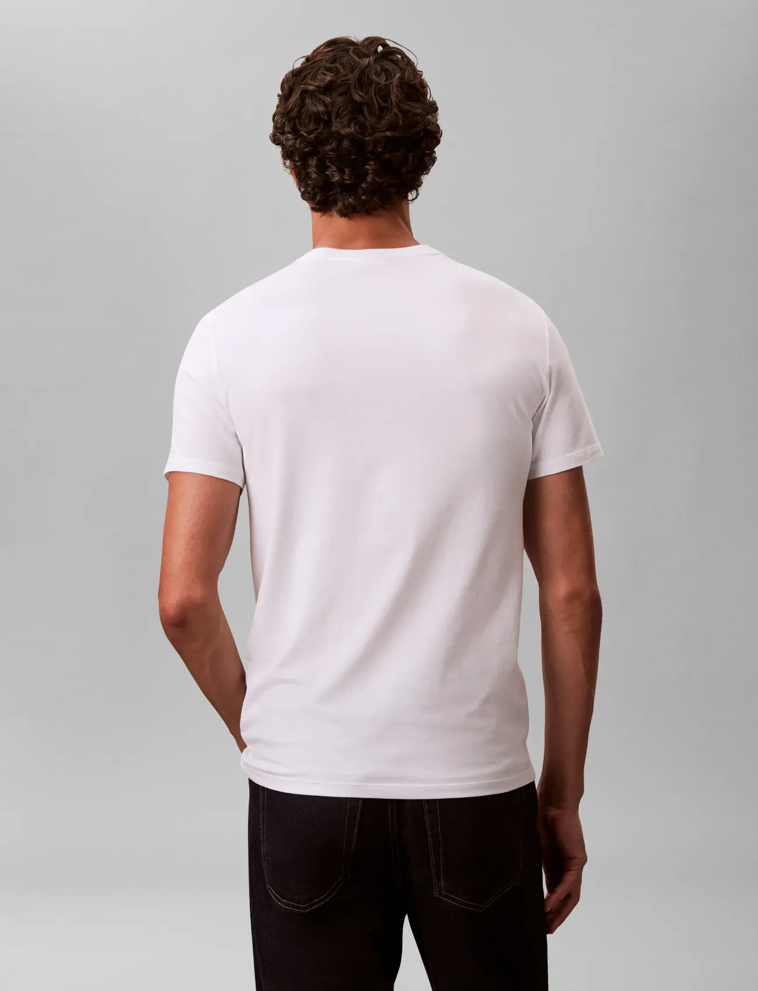 Calvin Klein - SS SLIM STRETCH COTTON CREWNK TE - kortermede t-skjorter - bright white - 2
