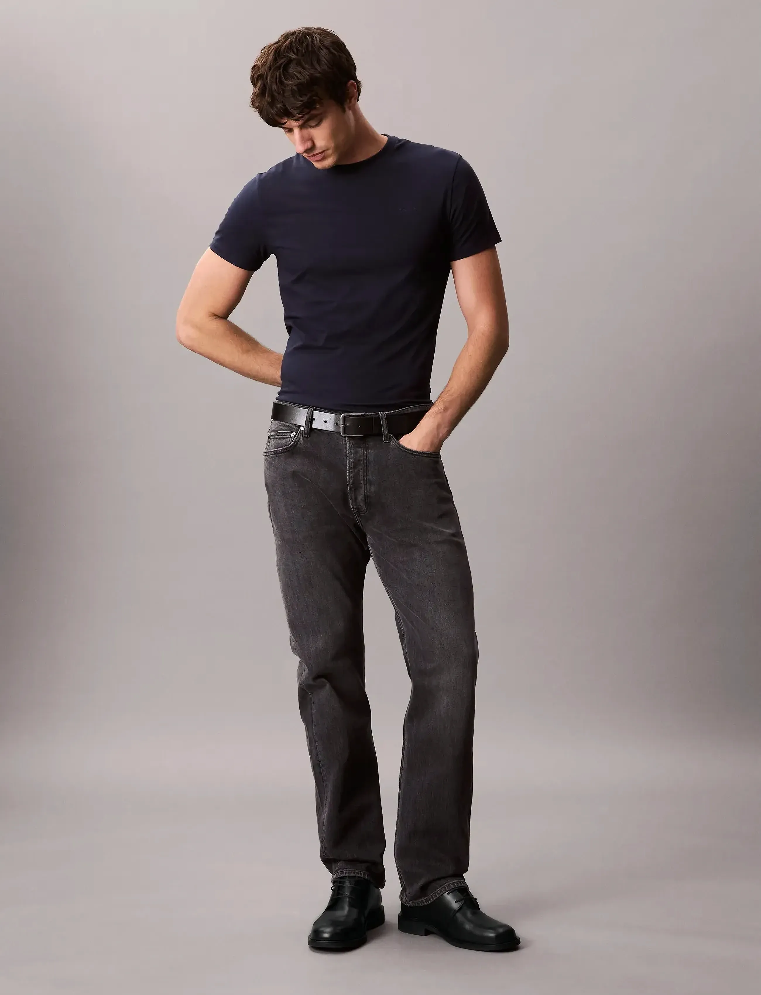 Calvin Klein - SS SLIM STRETCH COTTON CREWNK TE - kortärmade t-shirts - dark sapphire - 2
