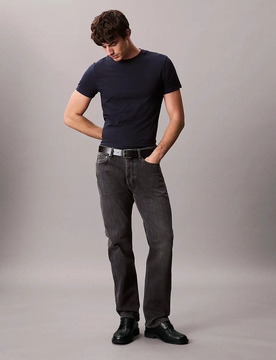 Calvin Klein - SS SLIM STRETCH CTTN MONOGRM TEE - short-sleeved t-shirts - dark sapphire - 2