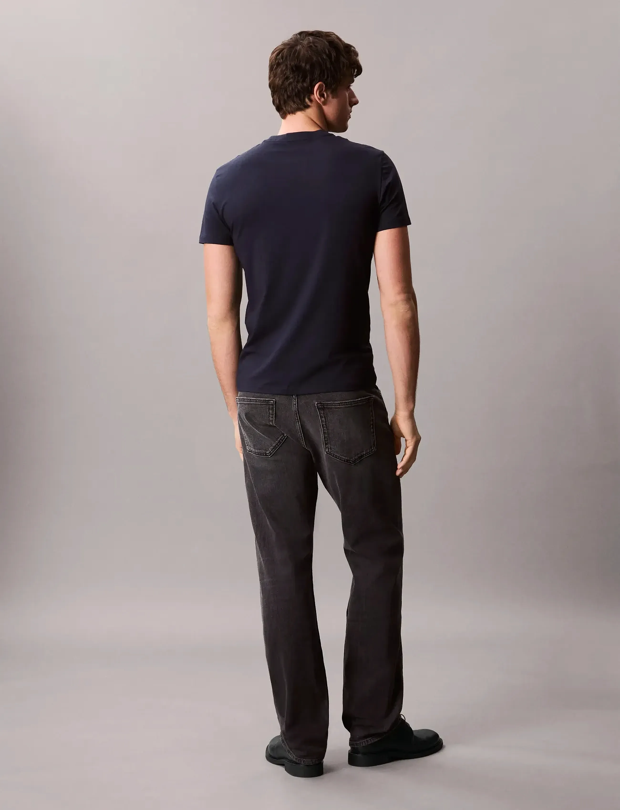 Calvin Klein - SS SLIM STRETCH COTTON CREWNK TE - kortärmade t-shirts - dark sapphire - 3