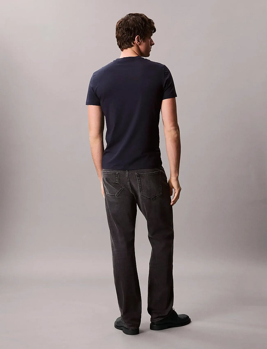 Calvin Klein - SS SLIM STRETCH CTTN MONOGRM TEE - short-sleeved t-shirts - dark sapphire - 3
