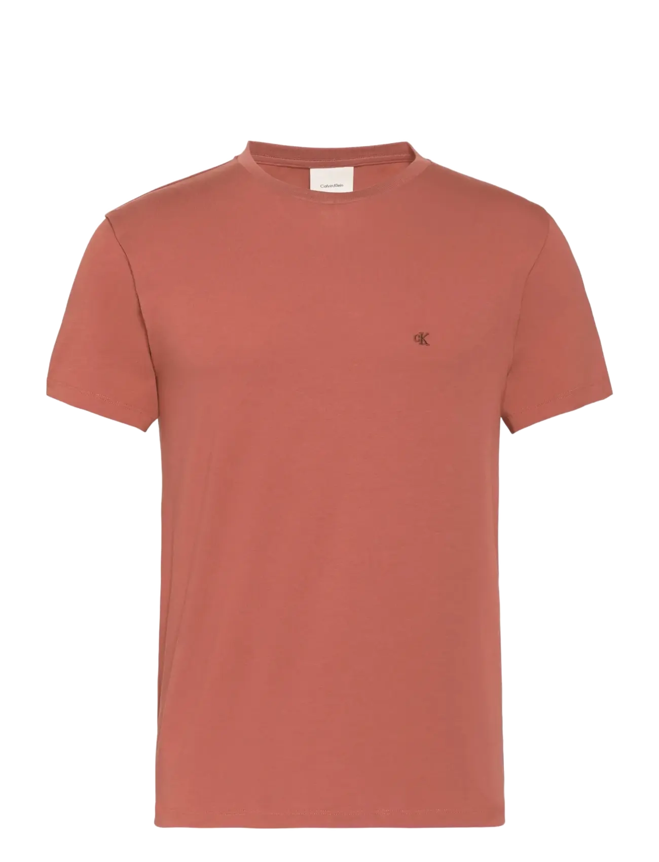 Calvin Klein SS SLIM STRETCH MONOGRAM TEE - Clothing - FADED FLOWER / red