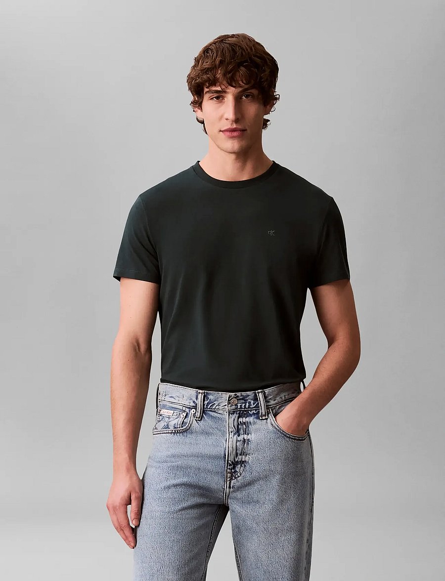 Calvin Klein - SS SLIM STRETCH COTTON CREWNK TE - lühikeste varrukatega t-särgid - magical forest - 0