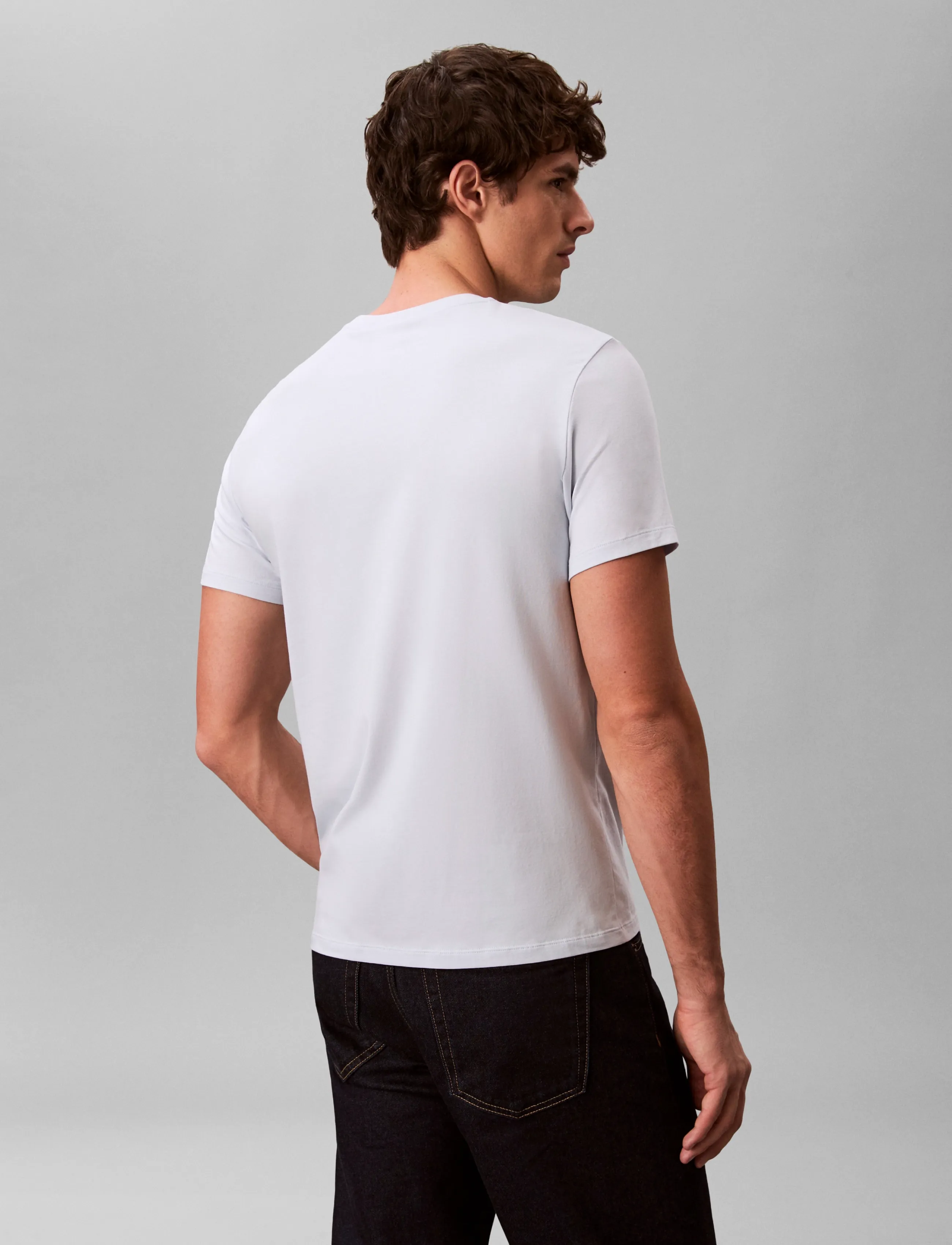 Calvin Klein - SS SLIM STRETCH CTTN MONOGRM TEE - stutterma bolir - plein air - 3