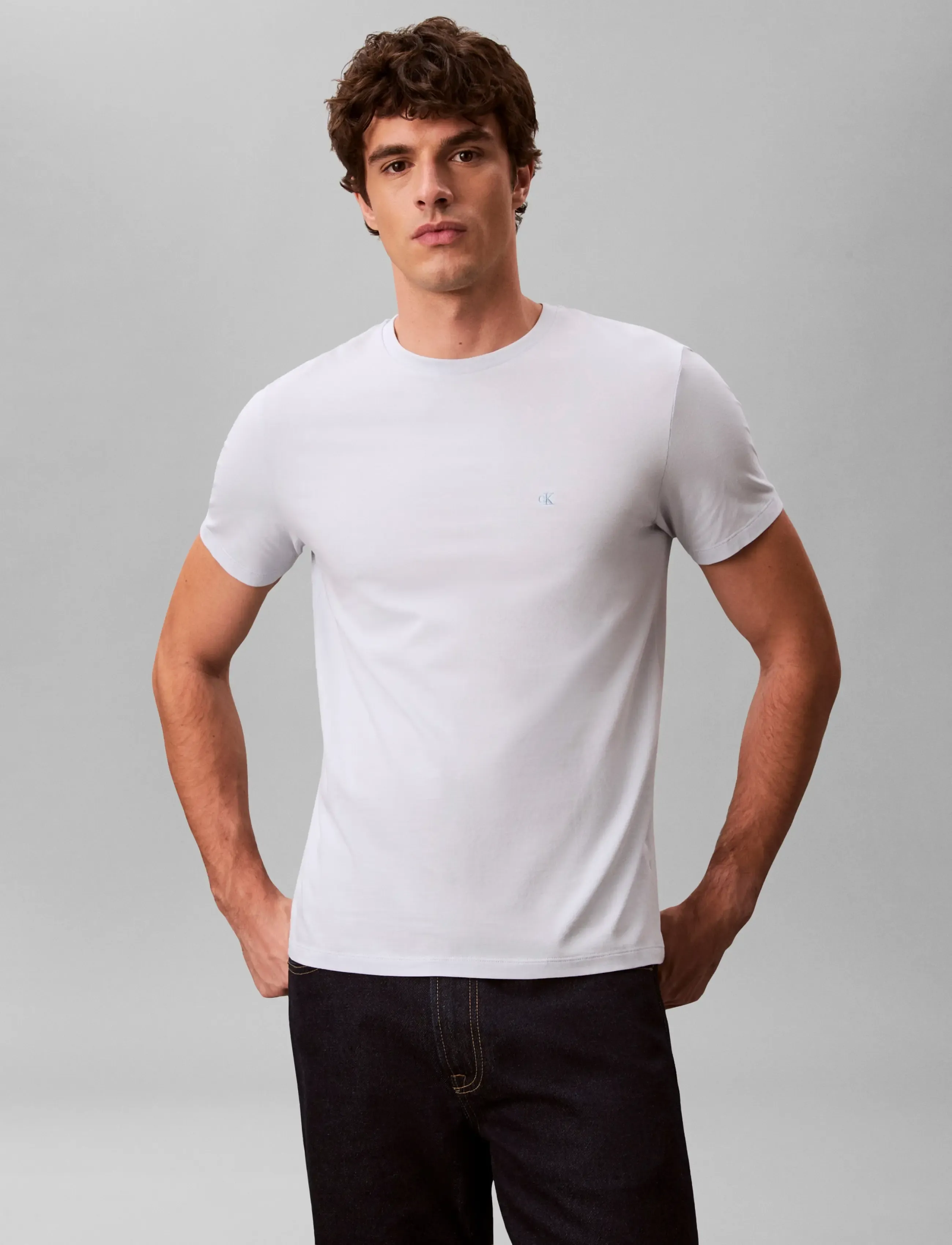 Calvin Klein - SS SLIM STRETCH CTTN MONOGRM TEE - stutterma bolir - plein air - 4