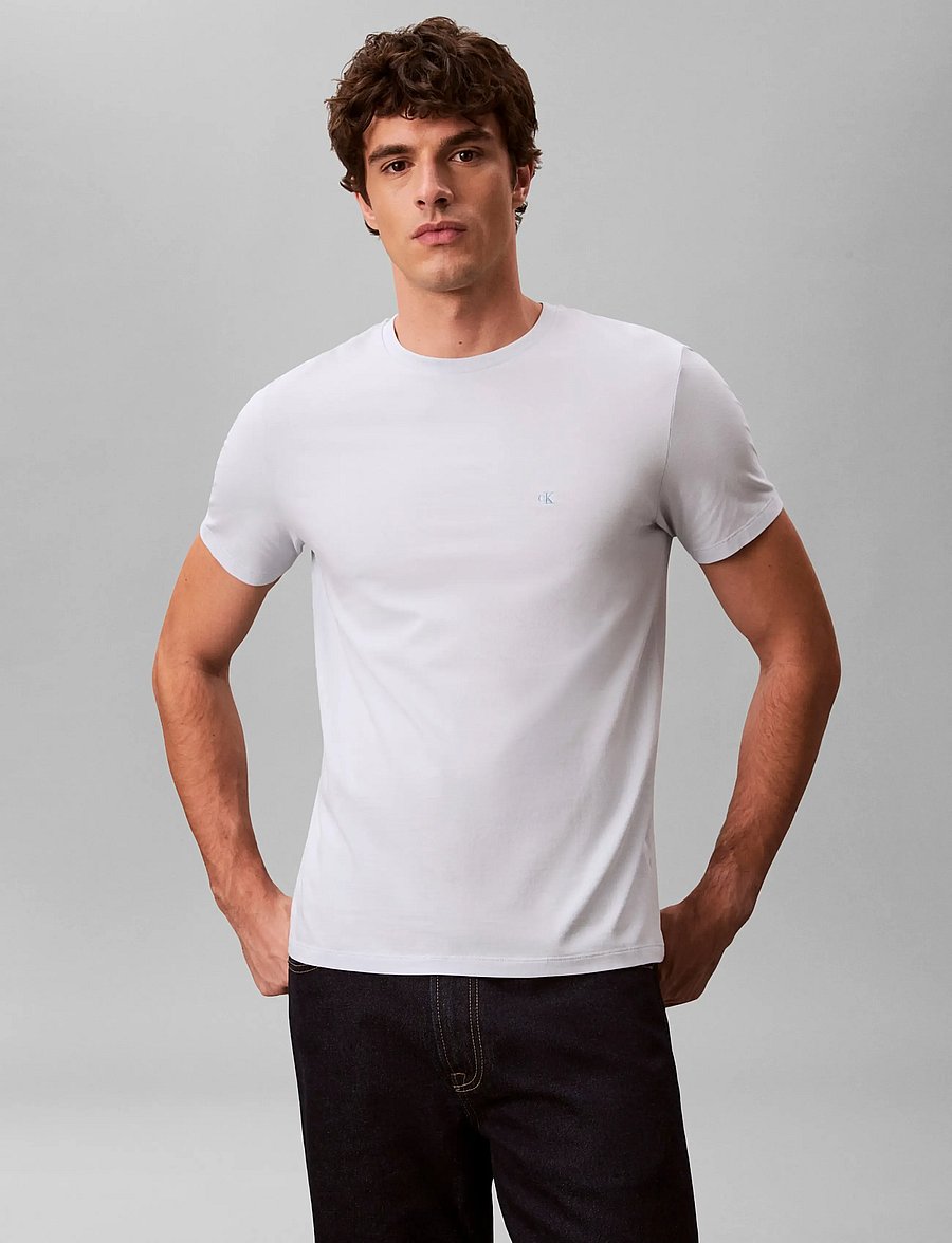 Calvin Klein - SS SLIM STRETCH COTTON CREWNK TE - kurzärmelige t-shirts - plein air - 4