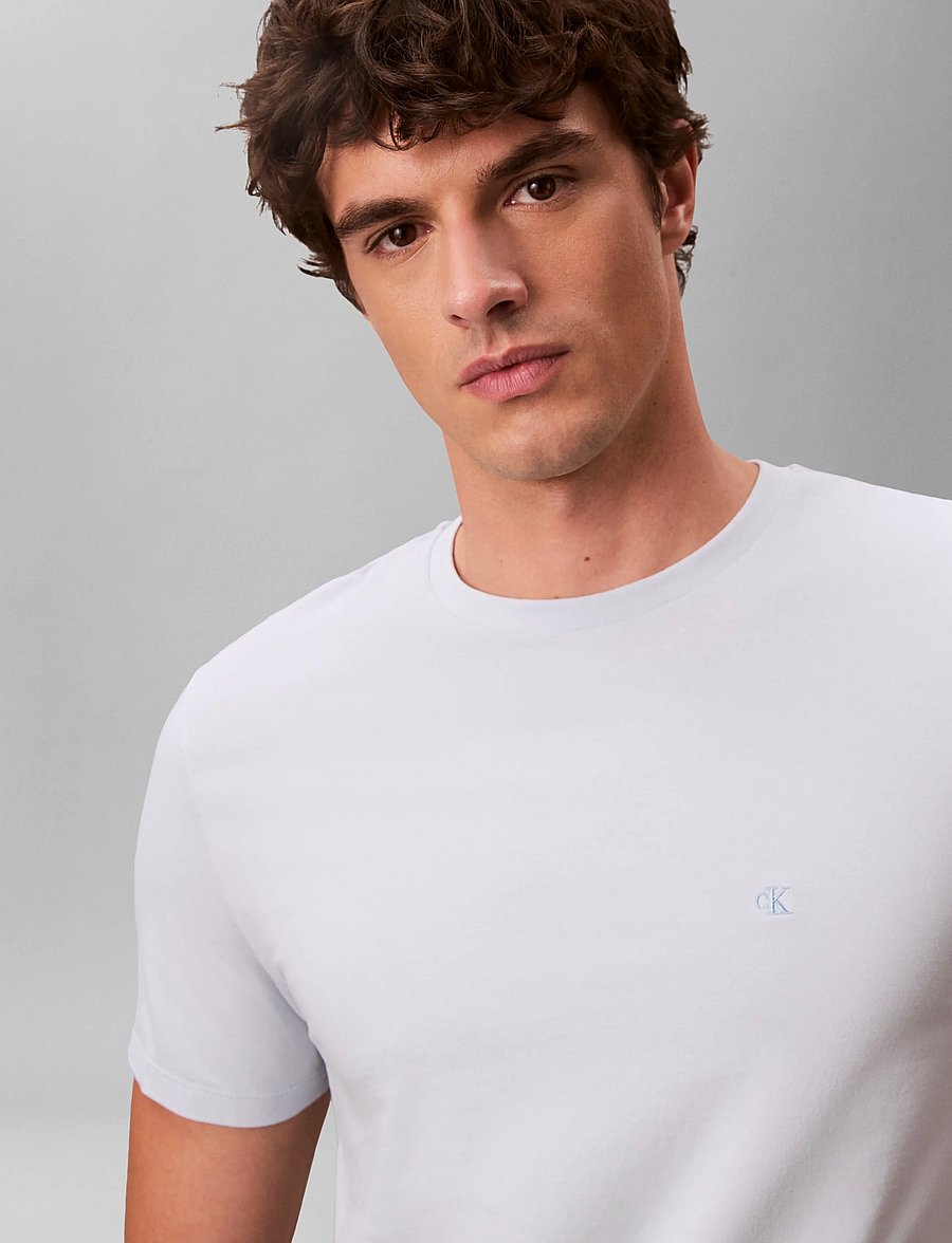 Calvin Klein - SS SLIM STRETCH COTTON CREWNK TE - kurzärmelige t-shirts - plein air - 5