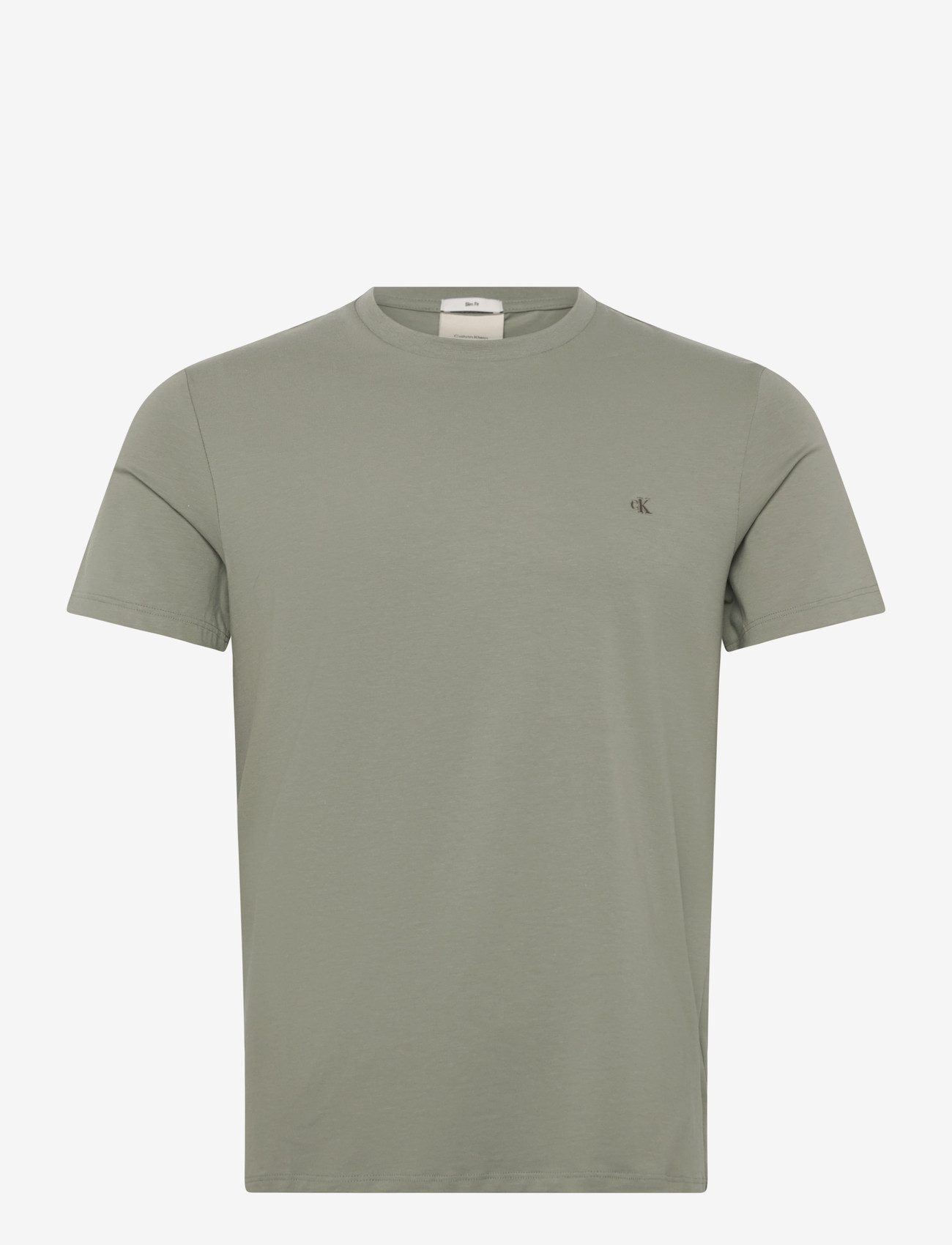Calvin Klein - SS SLIM STRETCH COTTON CREWNK TE - kortærmede t-shirts - shadow - 0