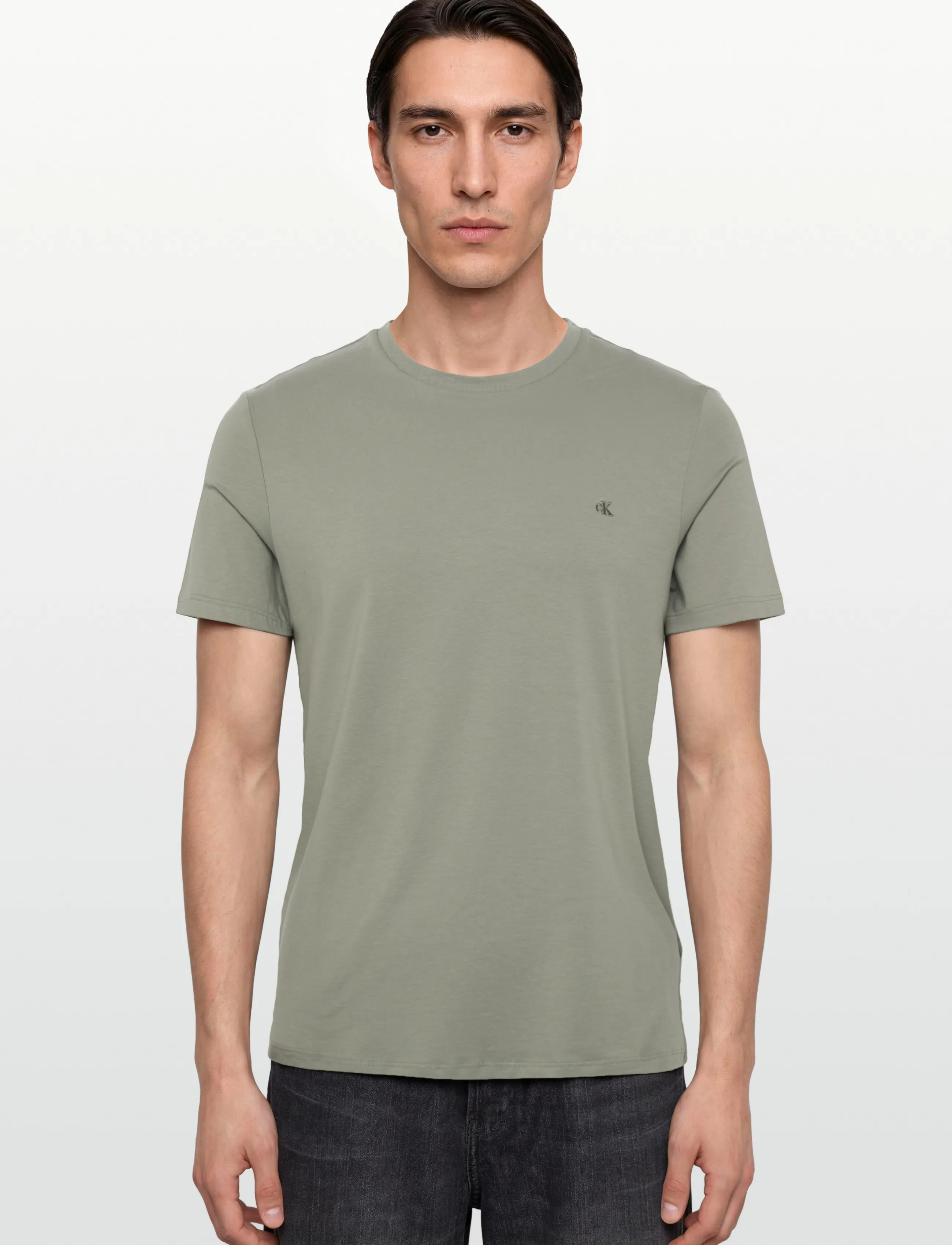 Calvin Klein - SS SLIM STRETCH CTTN MONOGRM TEE - kortærmede t-shirts - shadow - 3