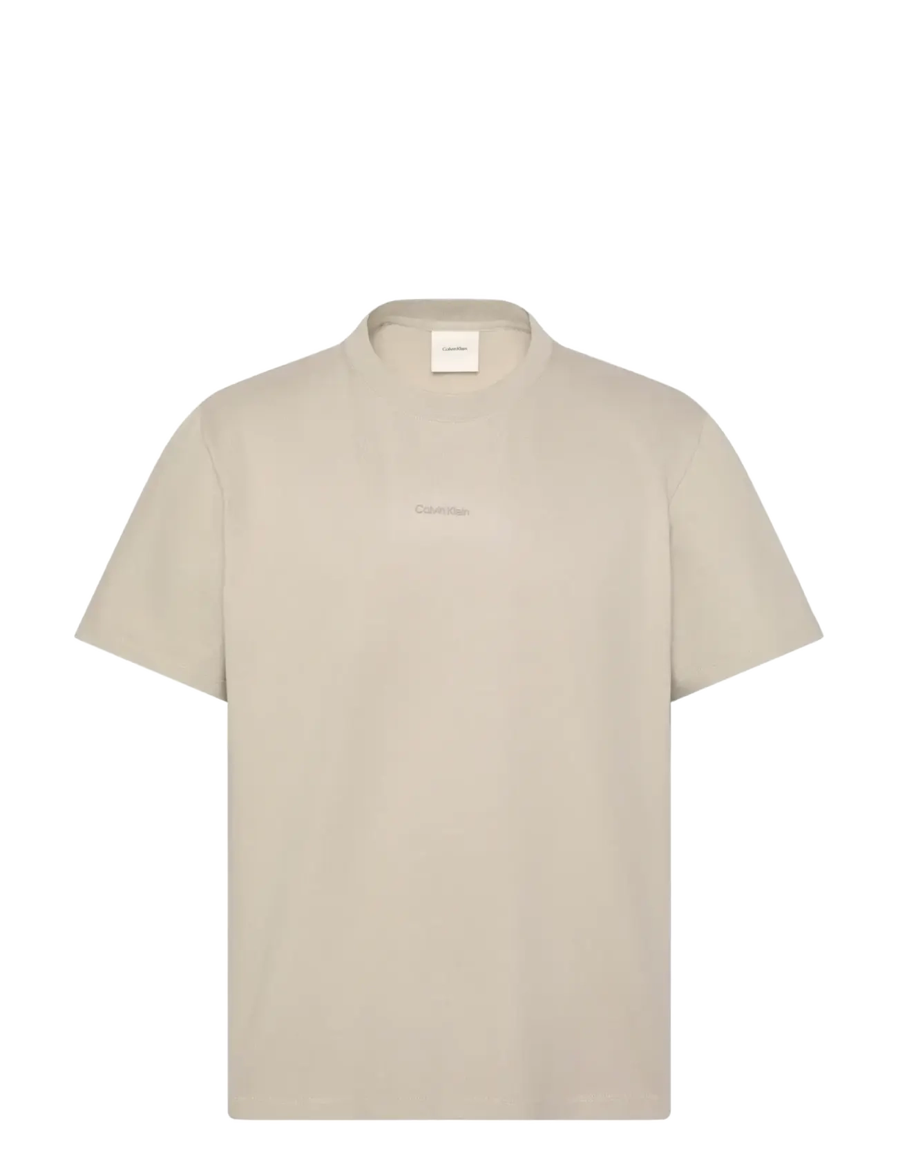 Calvin Klein SS STRETCH COTTON PIQUE NANO TEE - T-särgid - ANCIENT MARBLE / beige