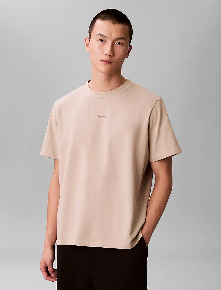 Calvin Klein - SS STRETCH COTTON PIQUE NANO TEE - kurzärmelige t-shirts - ancient marble - 0