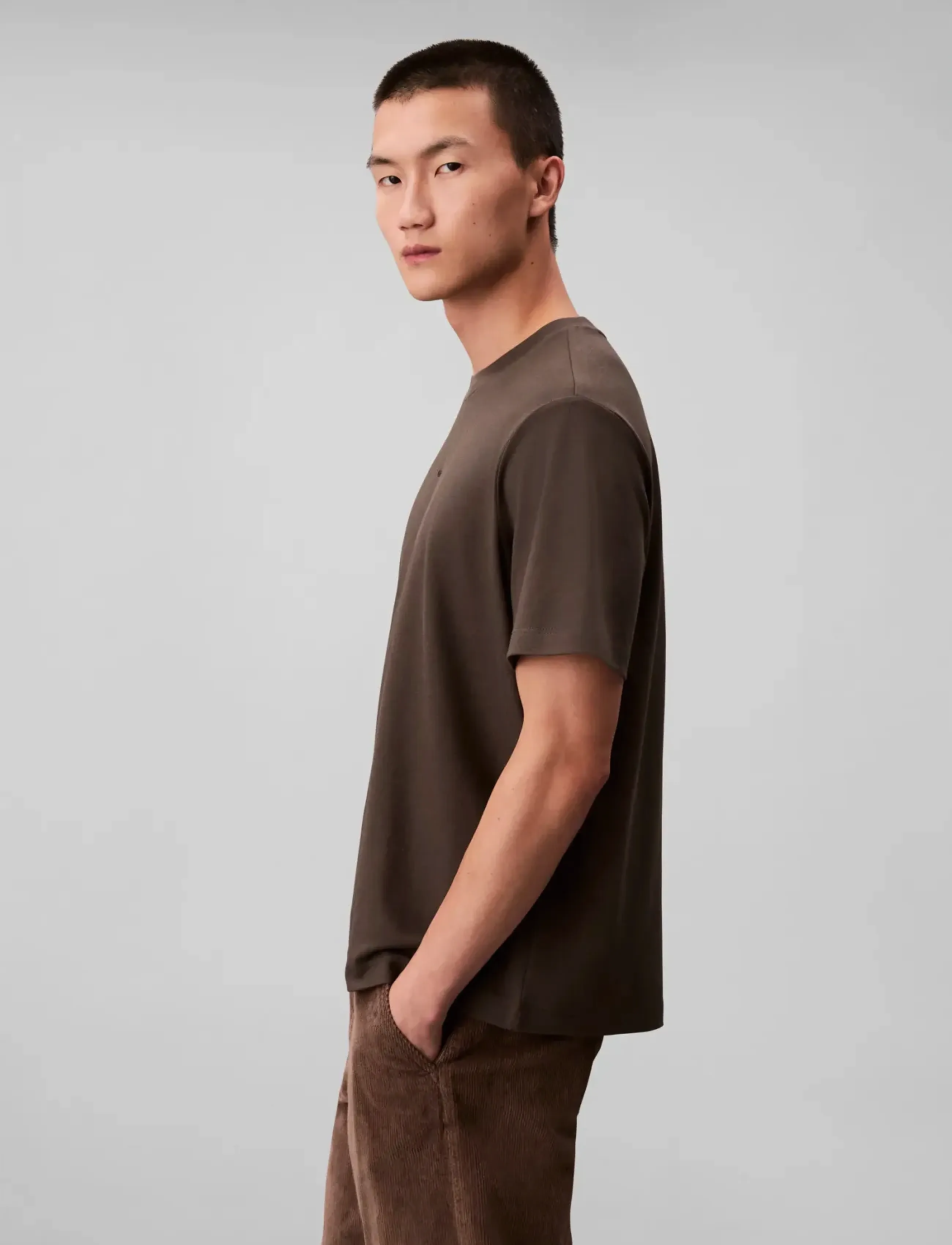 Calvin Klein - SS STRETCH COTTON PIQUE NANO TEE - kortærmede t-shirts - beluga - 5