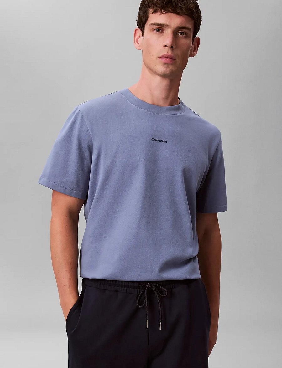 Calvin Klein - SS STRETCH COTTON PIQUE NANO TEE - kortärmade t-shirts - dusty sailor blue - 4
