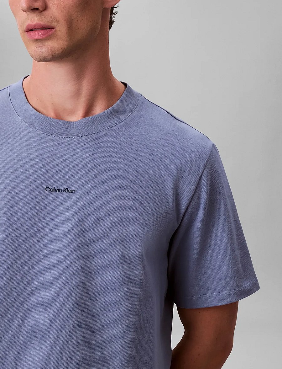 Calvin Klein - SS STRETCH COTTON PIQUE NANO TEE - kortärmade t-shirts - dusty sailor blue - 5