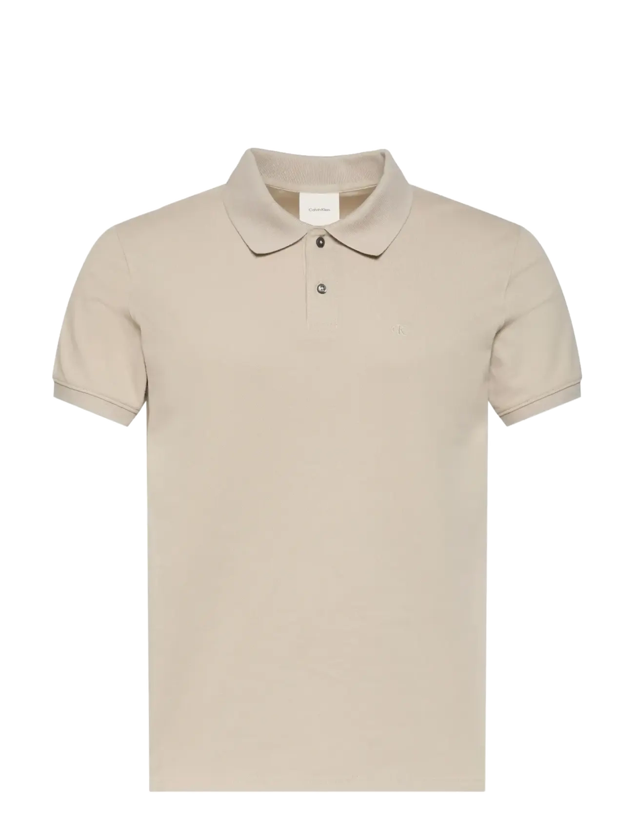 Calvin Klein SS SLIM REFINED PIQUE POLO - Kortærmede poloer - ANCIENT MARBLE / beige