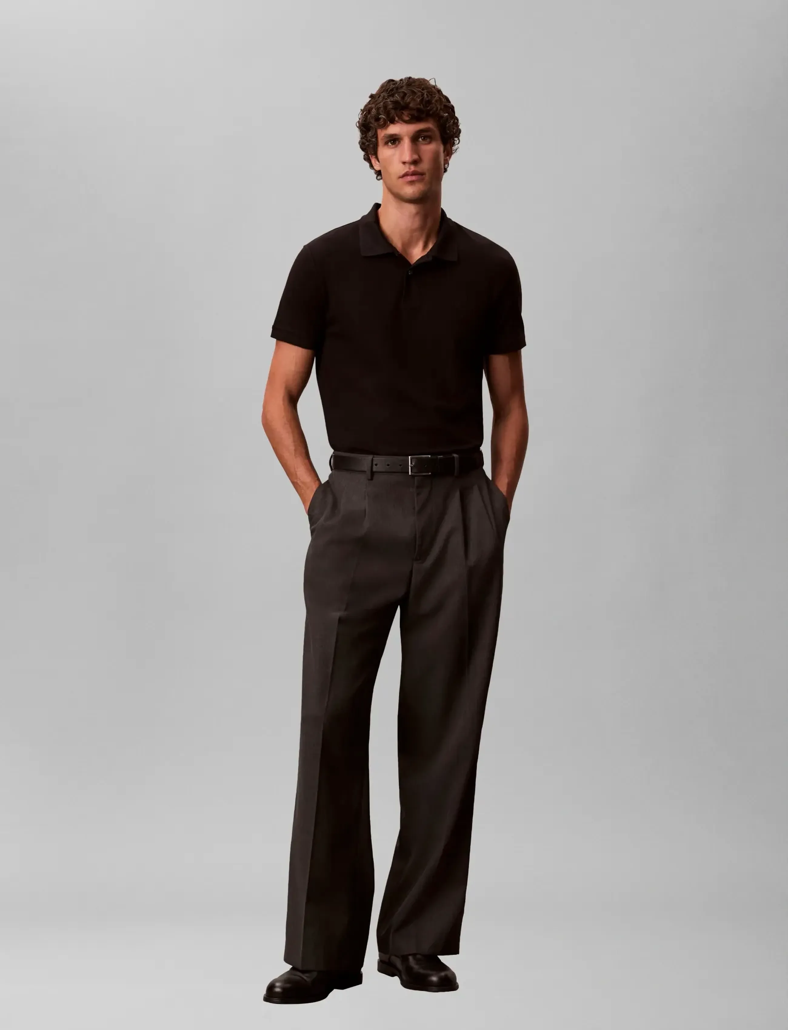 Calvin Klein SS SLIM REFINED PIQUE POLO - Uus - BLACK / black