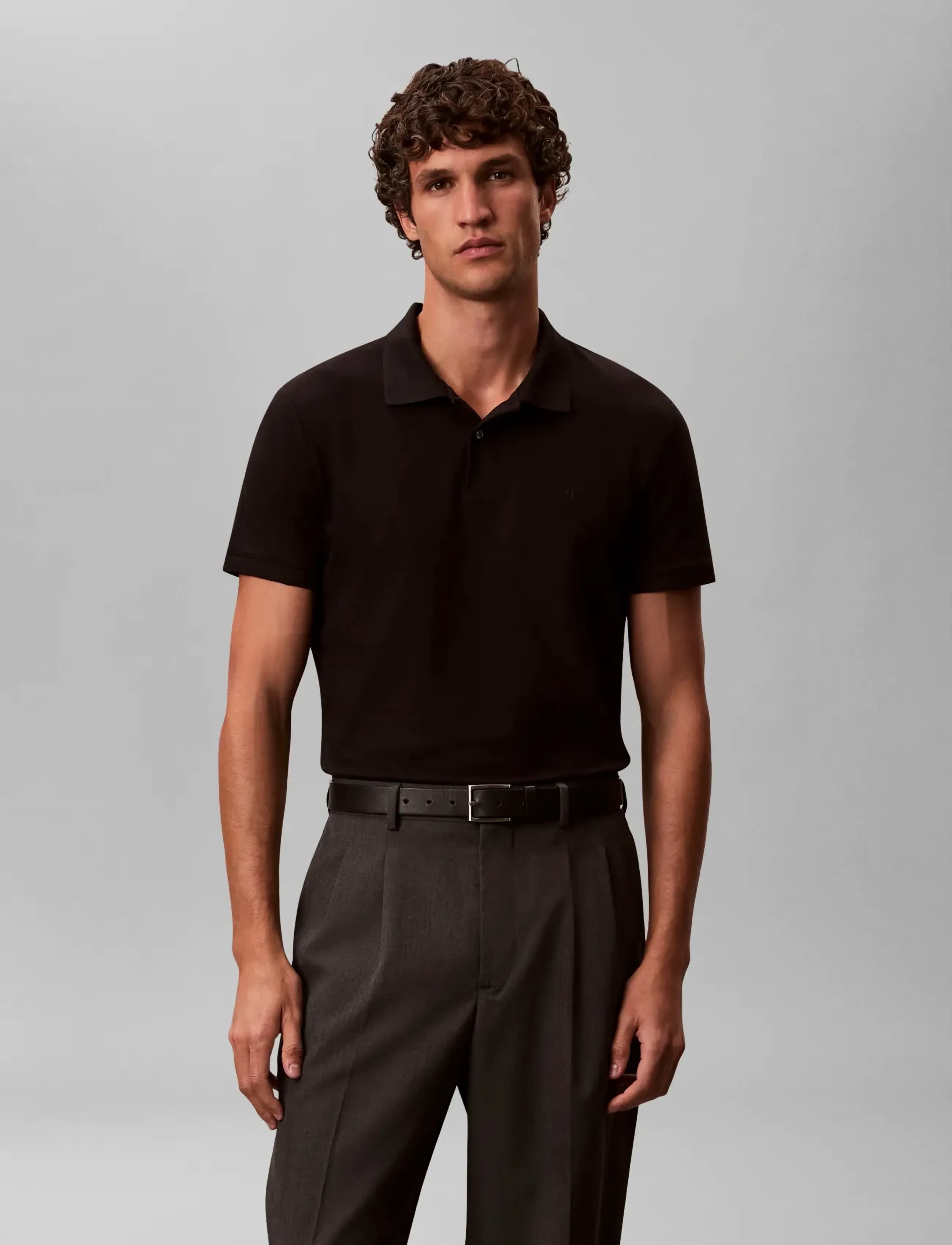 Calvin Klein - SS SLIM REFINED PIQUE POLO - kurzärmelig - black - 3