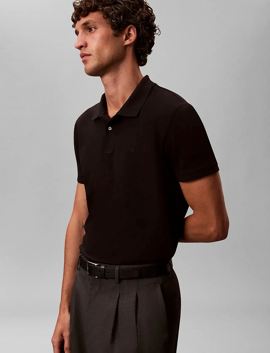 Calvin Klein - SS SLIM REFINED PIQUE POLO - kurzärmelig - black - 4